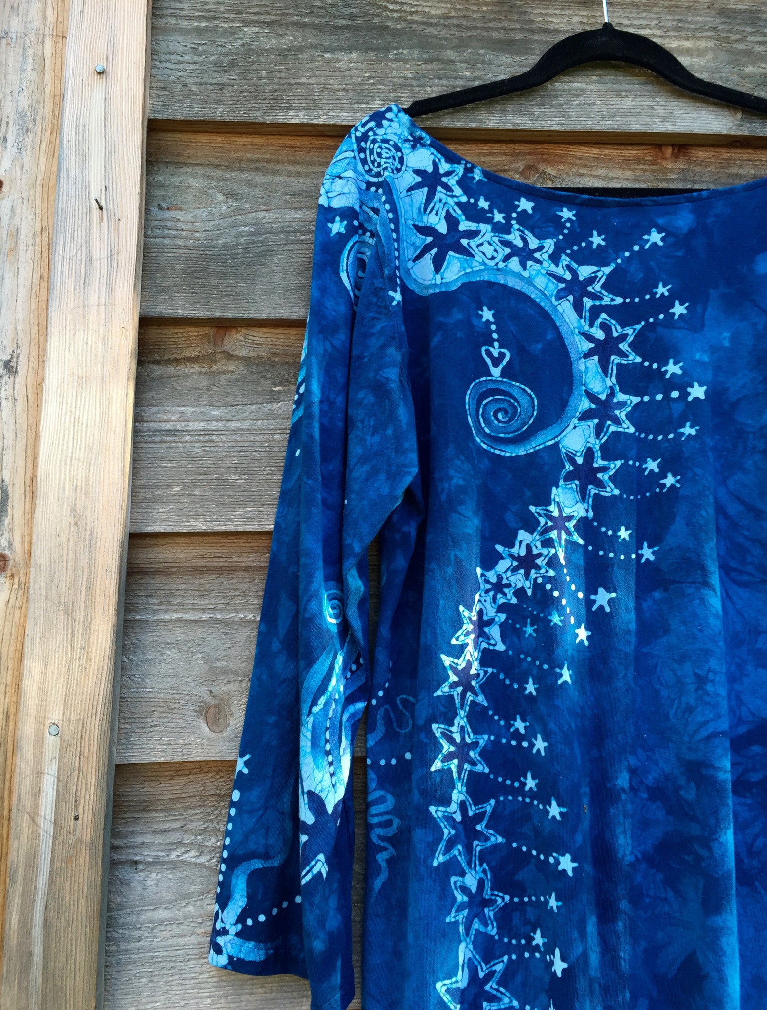Blue Tree of Life Long Sleeve Batik Dress - Batikwalla 
 - 5