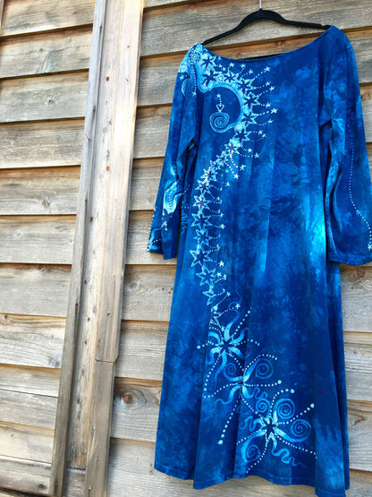 Blue Tree of Life Long Sleeve Batik Dress - Batikwalla 
 - 6