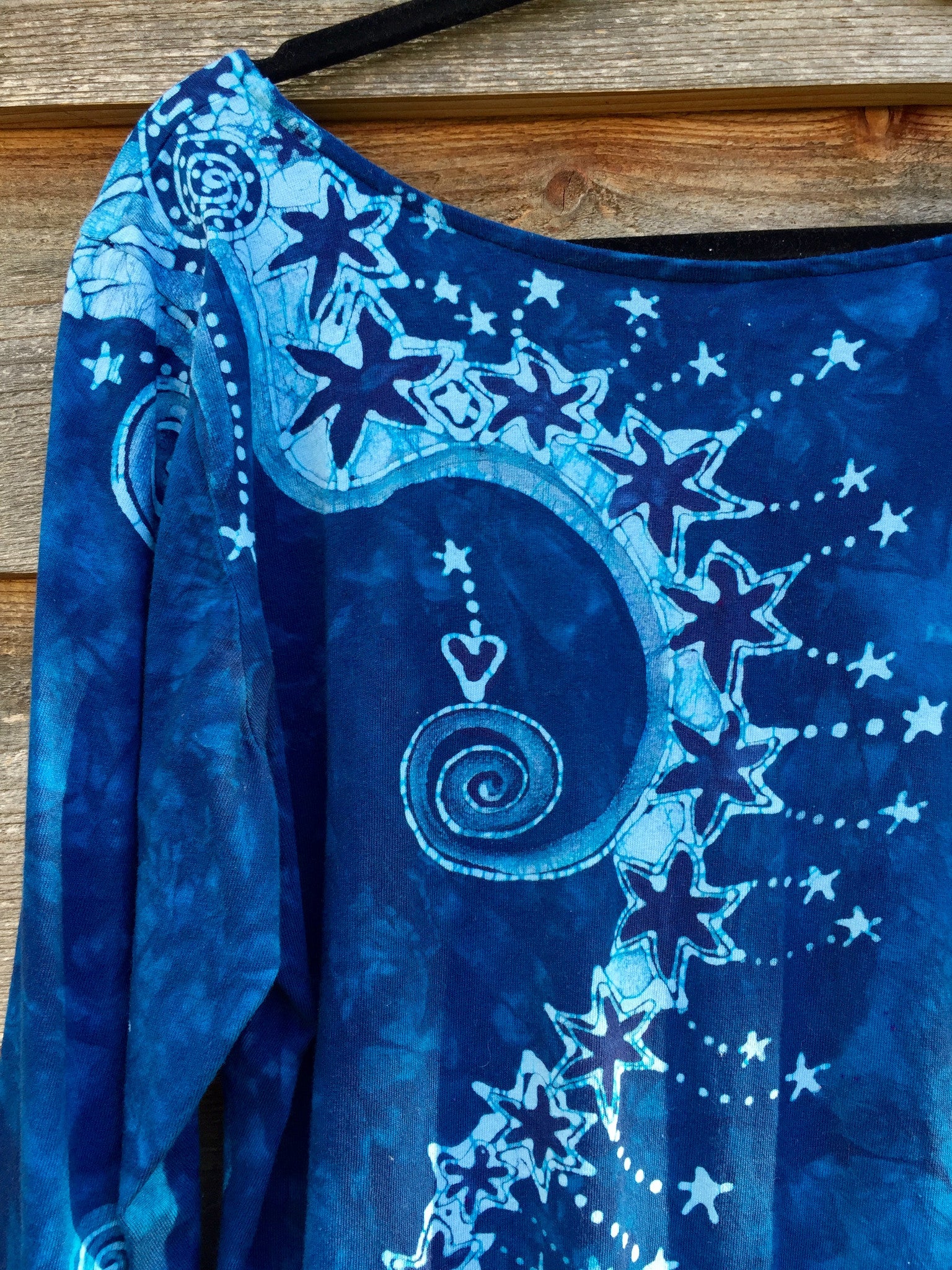 Blue Tree of Life Long Sleeve Batik Dress - Batikwalla 
 - 7