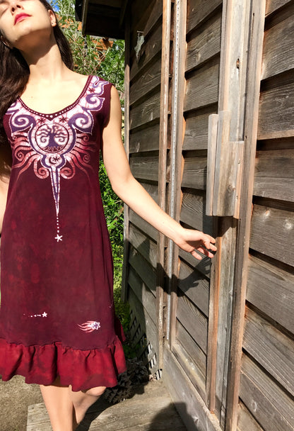 Pomegranate Sun Tree Batikwalla Dress in Organic Cotton - Medium