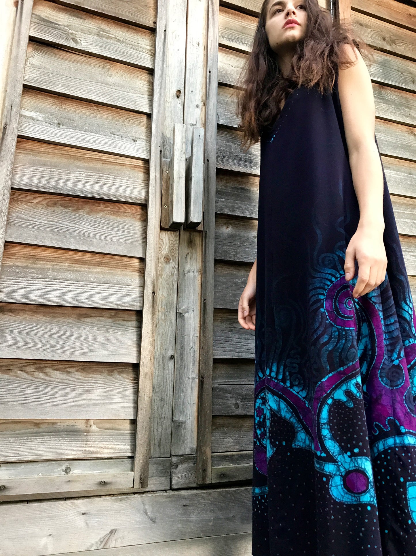 Deep Purple Sea Of Dreams Organic Cotton Batik Dress - Size XL