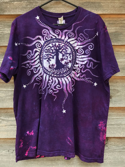 Tree of Life in The Brightest Magenta - Handmade Batik Tshirt