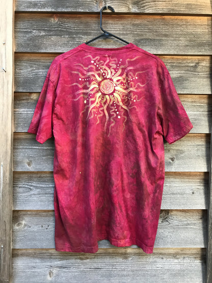 Sunset Red Handmade Batikwalla Tshirt - Size 2X
