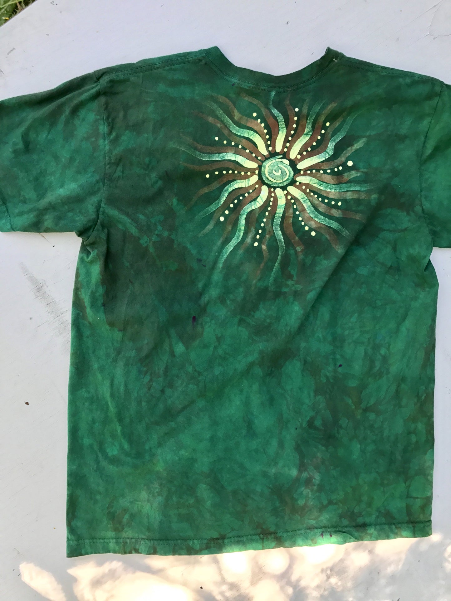 Summer Green Sunshine Handmade Batik Tshirt - Size XL