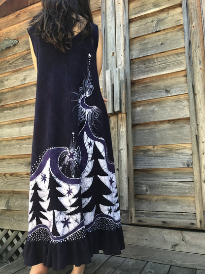 Deep Purple Forest Dream Organic Cotton Batik Dress - Size XL