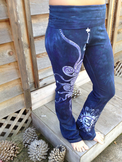 Internal Flames Batik Yoga Pants in Navy Blue and Purple - Batikwalla 
 - 3