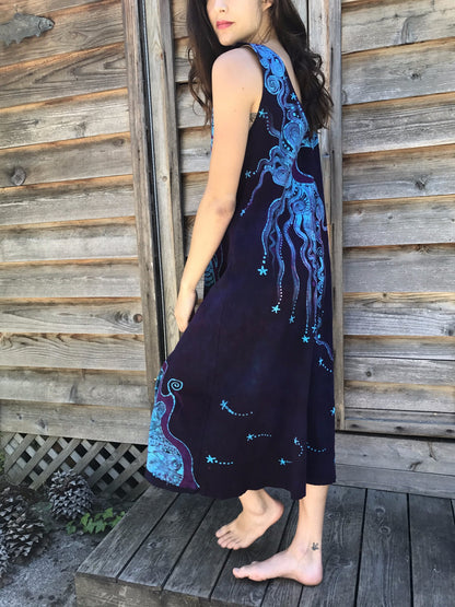 Trees Are Dancing With The Night Sky Batikwalla Dress in Organic Cotton - Size Large