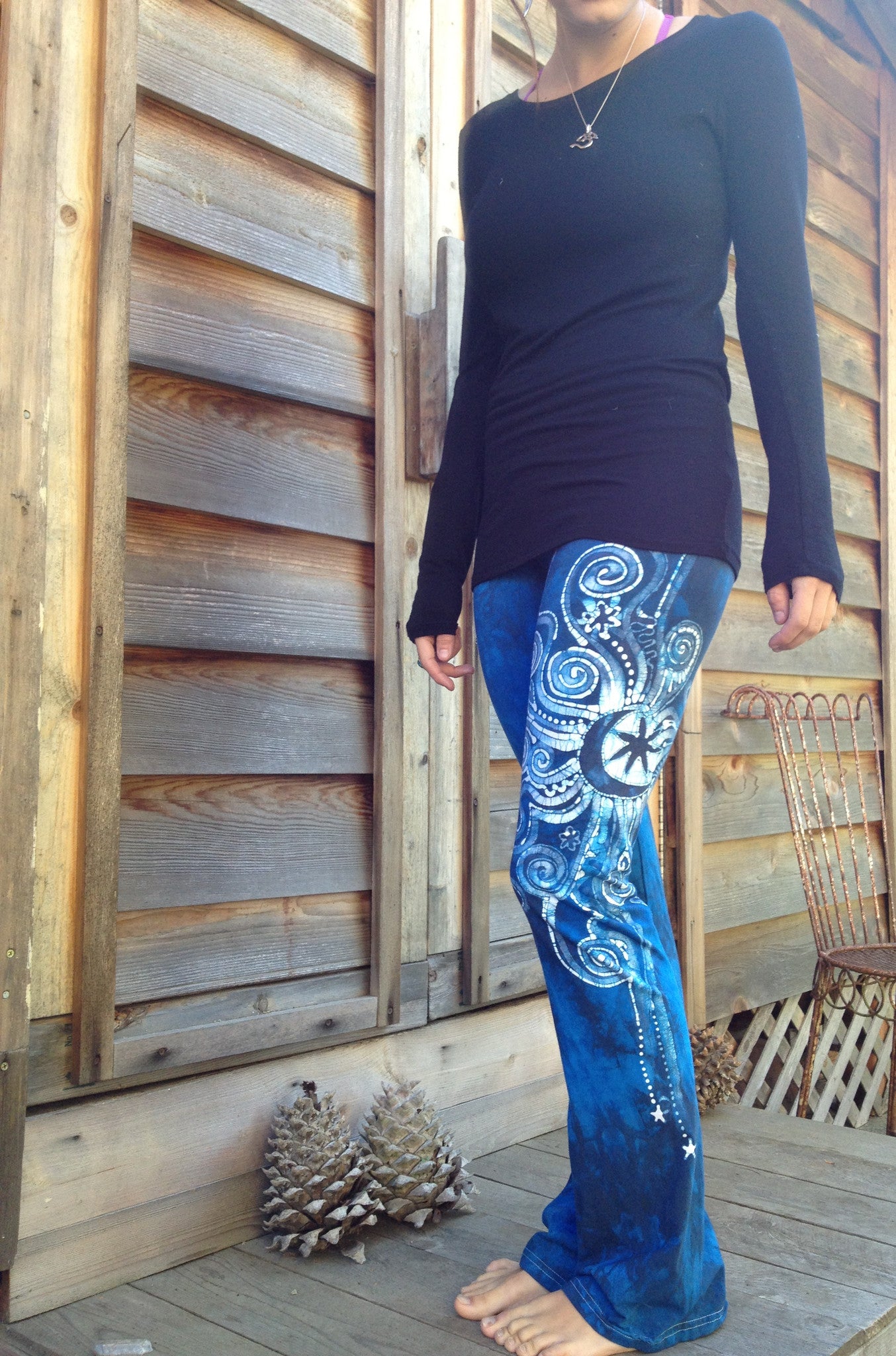 Blue on Blue Batik Stretchy Movement Pants