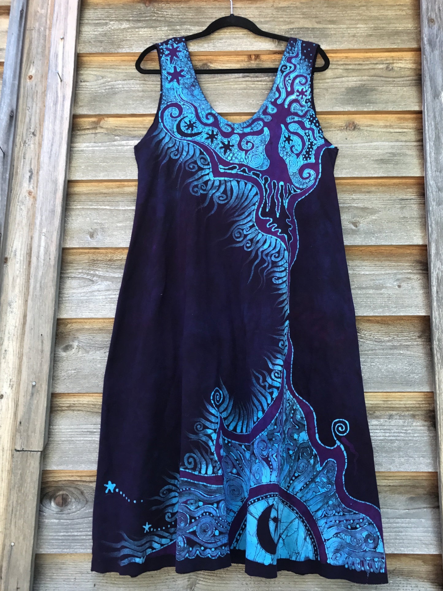 Trees Are Dancing With The Night Sky Batikwalla Dress in Organic Cotton - Size Large