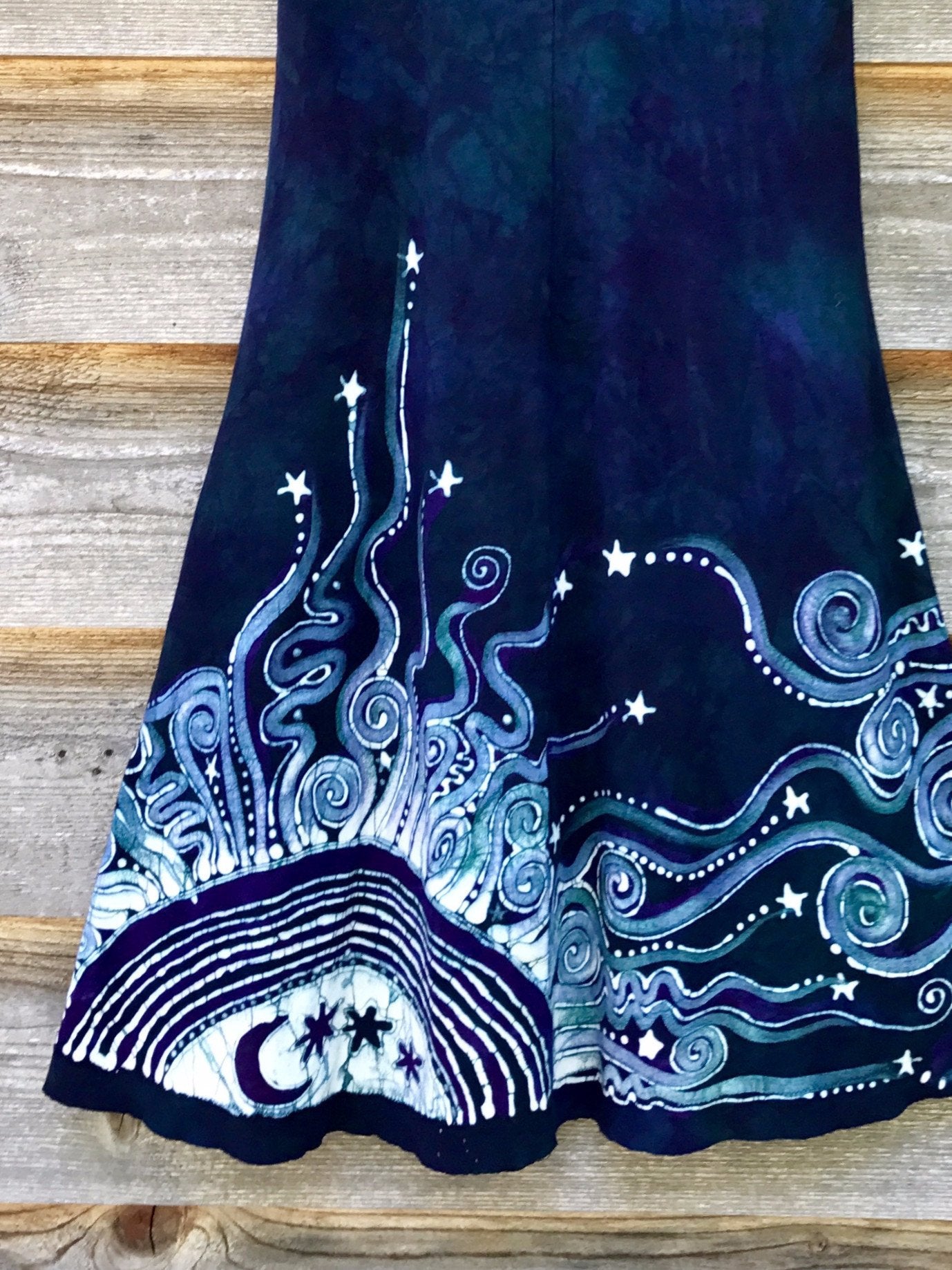 Teal and Purple Owls in The Forest Batikwalla Dress in Organic Cotton