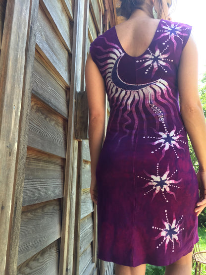 Magenta Star Seed Organic Cotton Batik Dress - Batikwalla 
 - 3