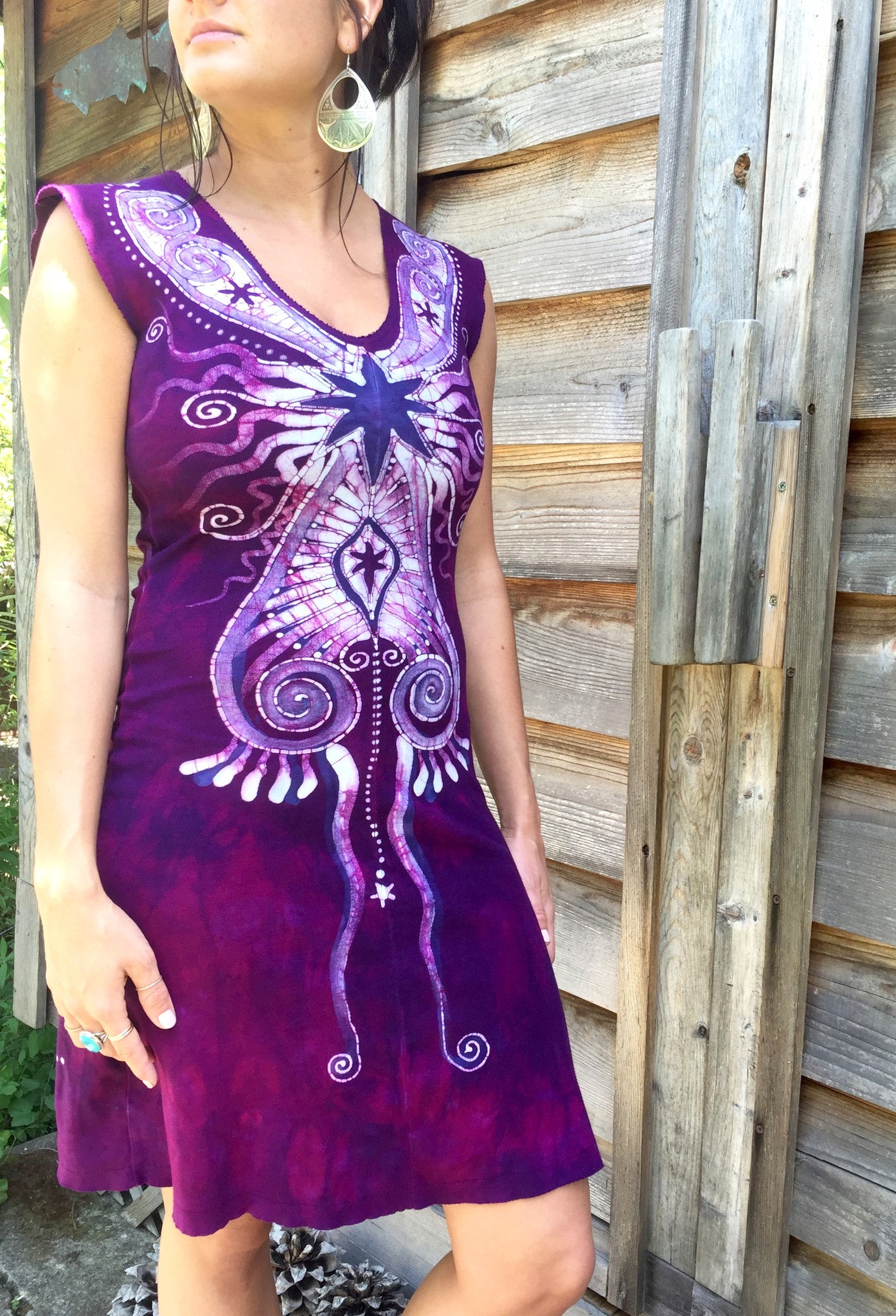 Magenta Star Seed Organic Cotton Batik Dress - Batikwalla 
 - 6