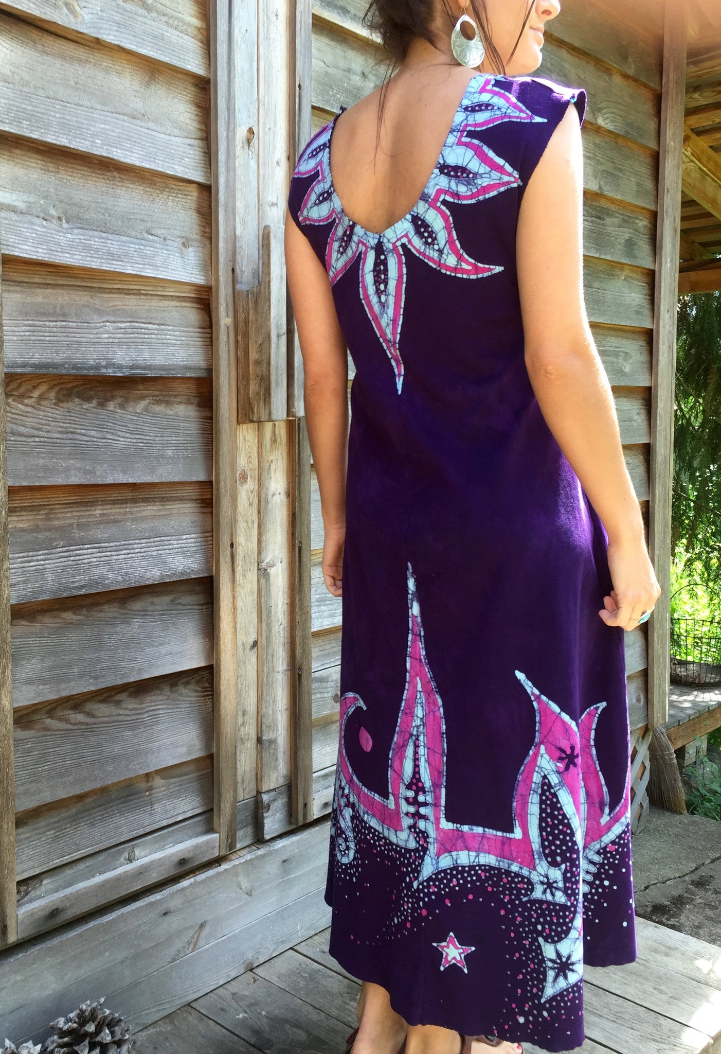 Hawaiian Bloom Time Organic Cotton Batik Dress - Size L - Batikwalla 
 - 2