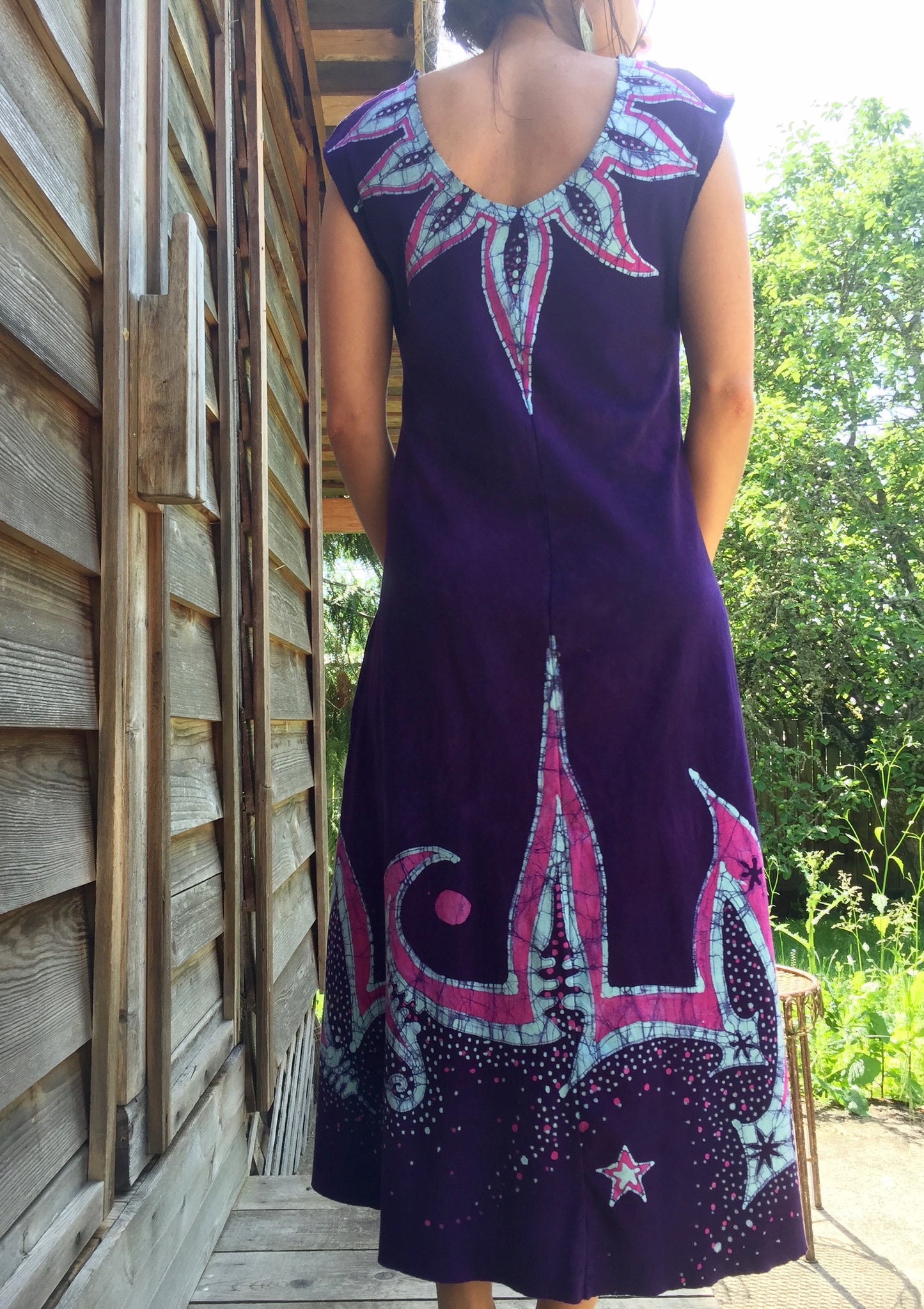 Hawaiian Bloom Time Organic Cotton Batik Dress - Size L - Batikwalla 
 - 3