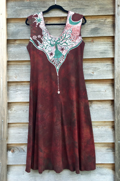 Red Earth Star Organic Cotton Batik Dress - Batikwalla 
 - 7