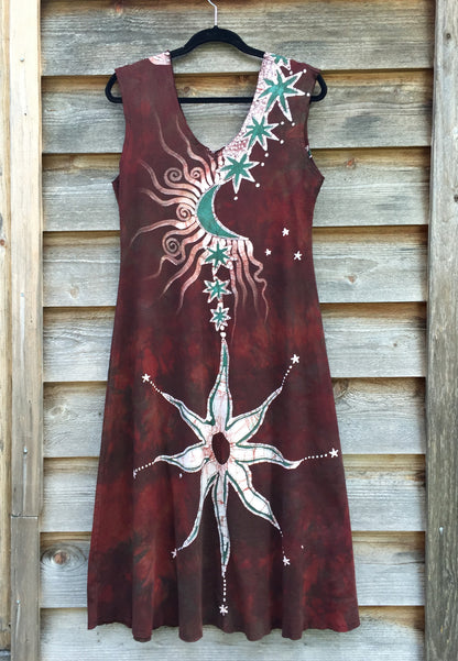Red Earth Star Organic Cotton Batik Dress - Batikwalla 
 - 8