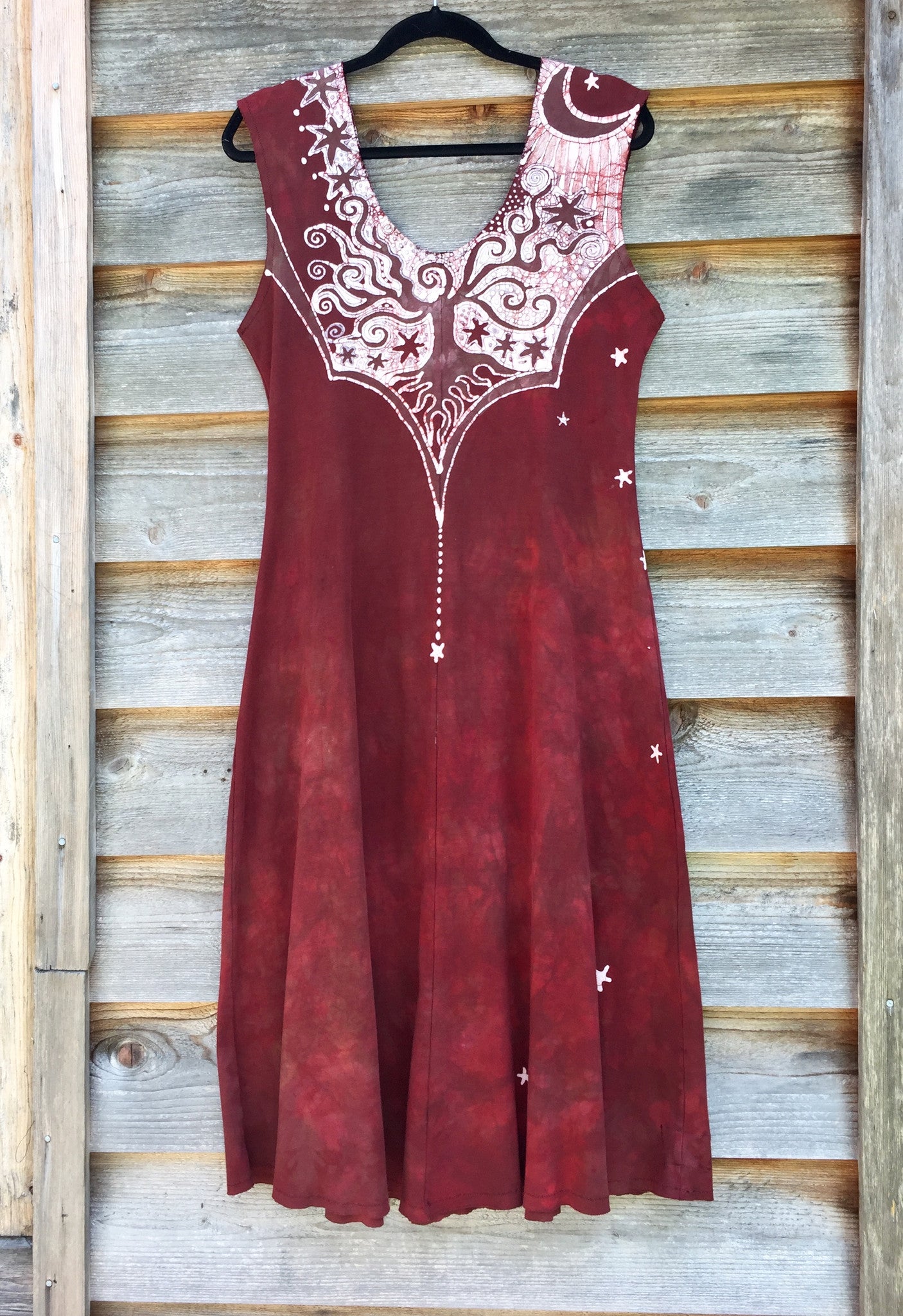 Red Om Tree Organic Cotton Batik Dress - Size Large - Batikwalla 
 - 11