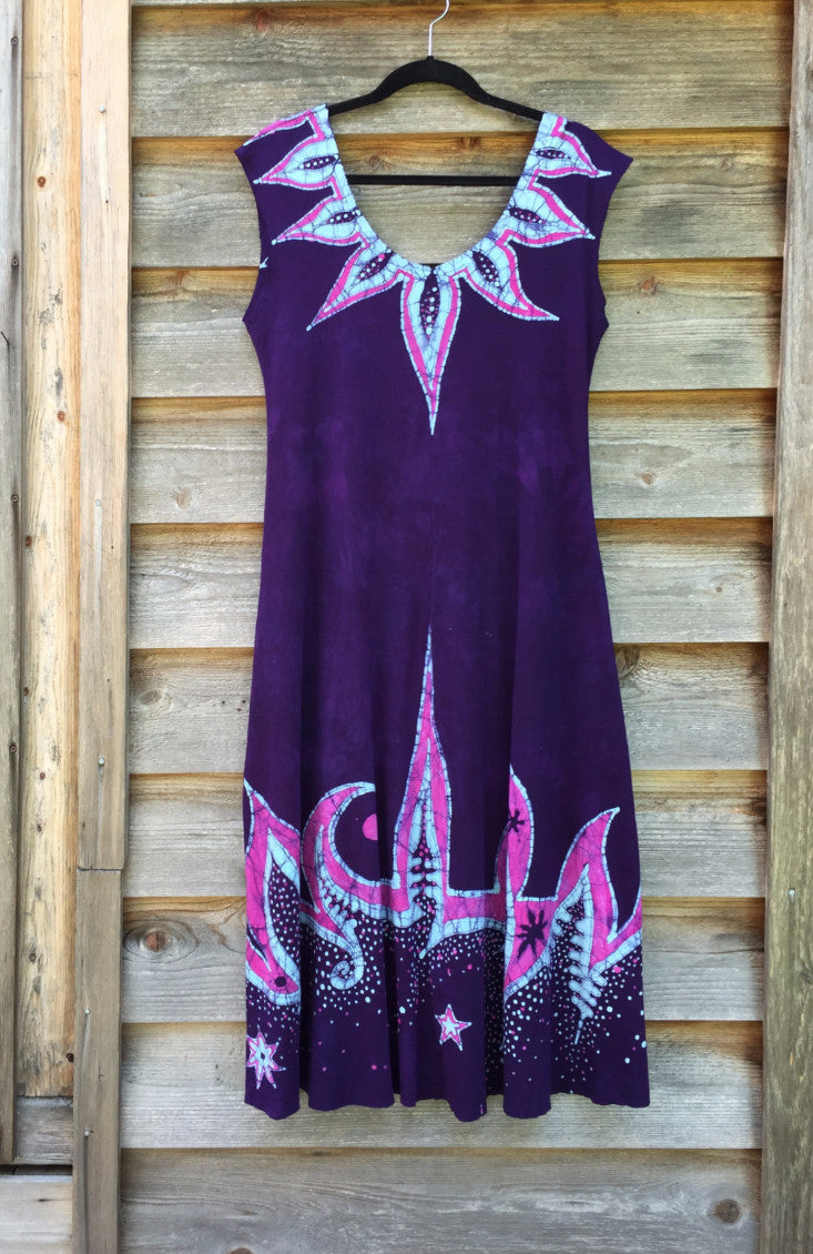 Hawaiian Bloom Time Organic Cotton Batik Dress - Size L - Batikwalla 
 - 8