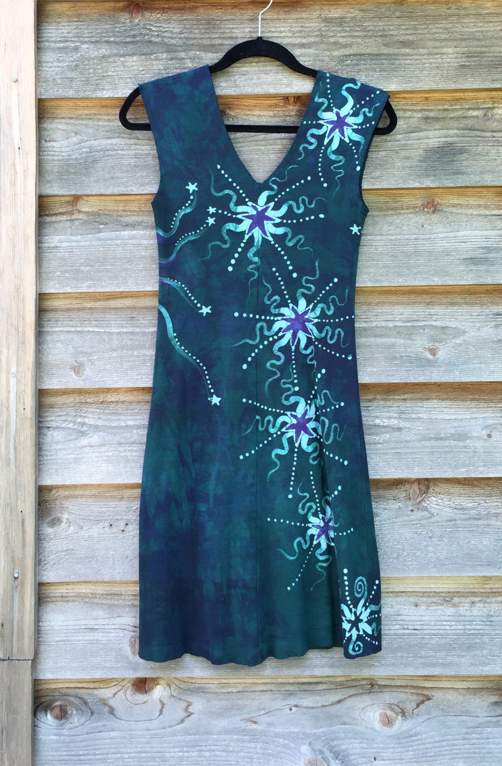 Teal and Purple Moonbeams Organic Cotton Batik Dress - Batikwalla 
 - 9