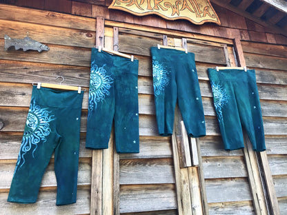 Teal Sage Tree Batik Pants - Capri Length