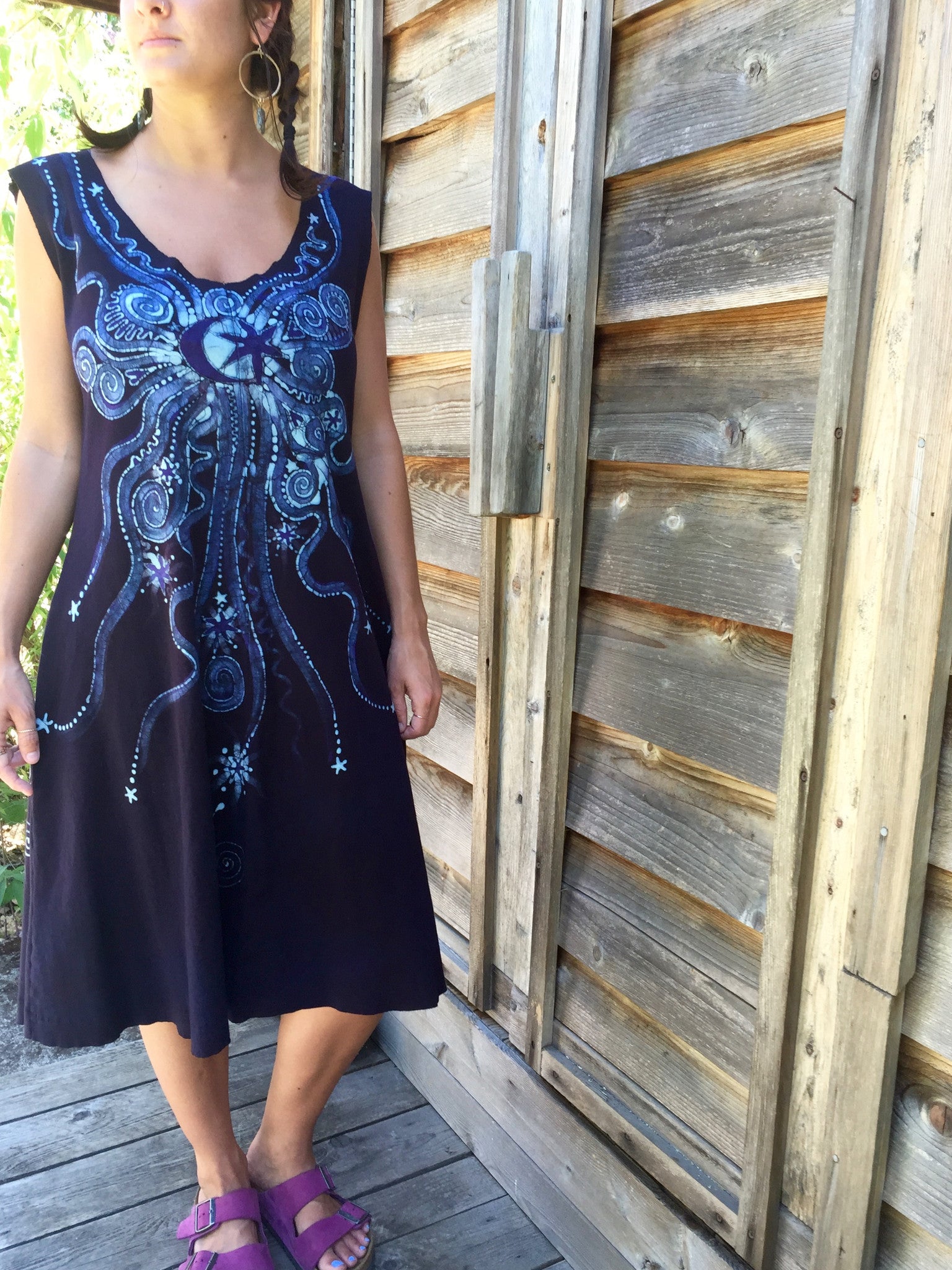 Midnight Moonbeams Organic Cotton Batik Dress - Batikwalla 
 - 5