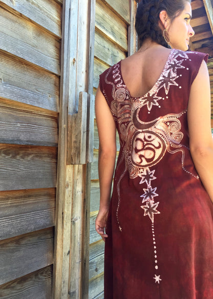 Red Om Tree Organic Cotton Batik Dress - Size Large - Batikwalla 
 - 7