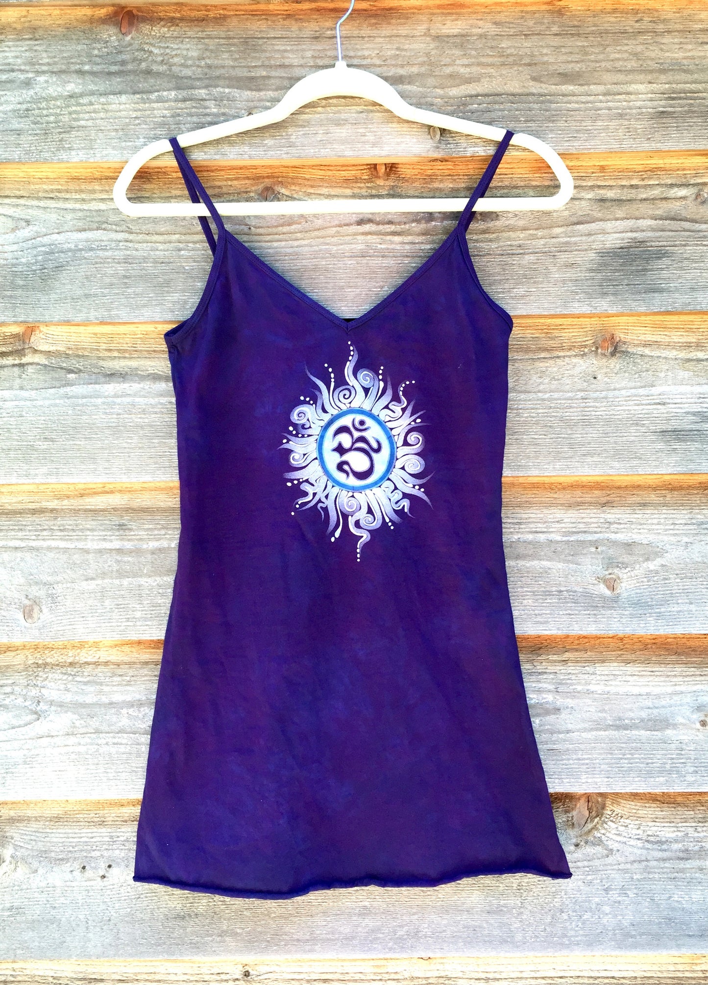 Purple and Blue Om - Batik Print Camisole - Size Small, XS - Batikwalla 
 - 5