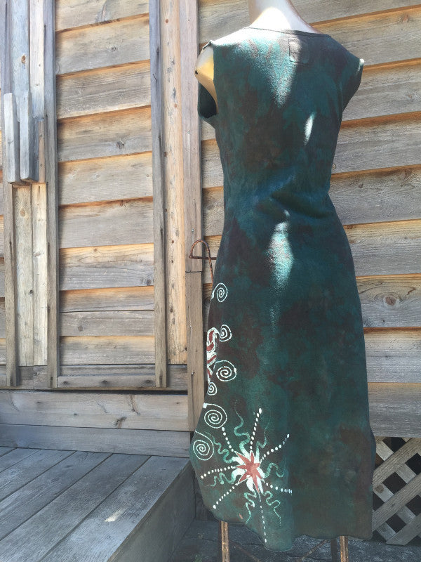 Forest Green Organic Cotton Batik Dress - Slight Imperfection - Batikwalla 
 - 4
