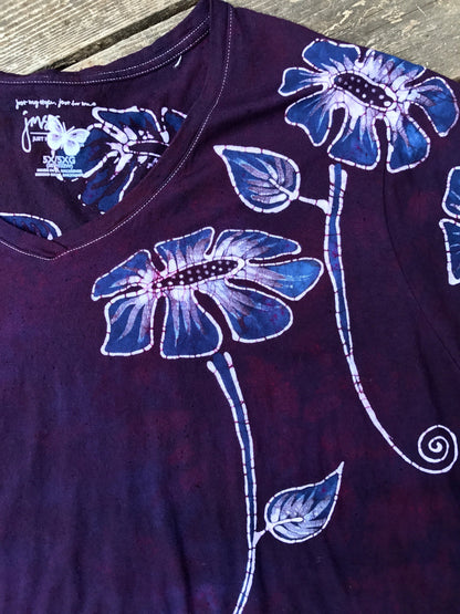 Flower Power Handmade Batik Tee - Plus Size Top - 5X