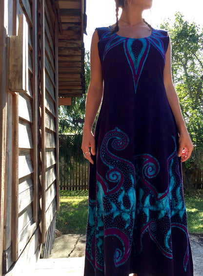 Midnight Lotus Organic Cotton Batik Dress - Batikwalla 
 - 2