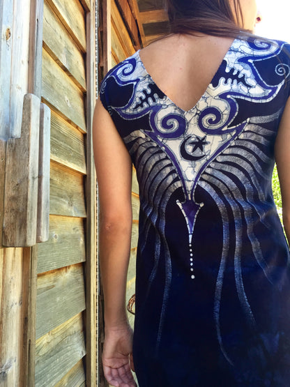 Midnight Blue Angel Organic Cotton Batik Dress - Batikwalla 
 - 4