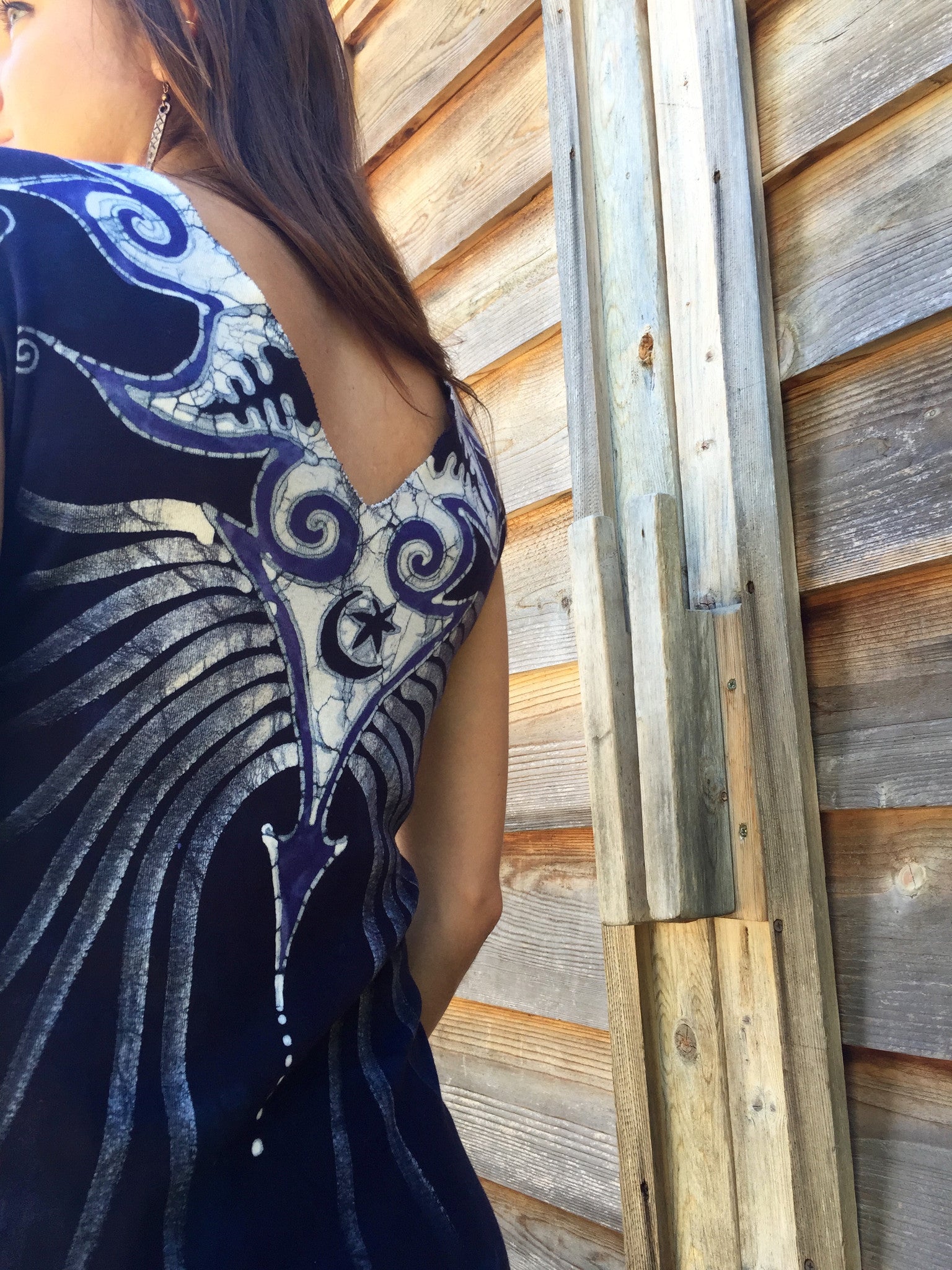 Midnight Blue Angel Organic Cotton Batik Dress - Batikwalla 
 - 5