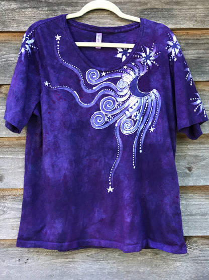 Parade Of Purple Moonbeams Hand Painted Tee - Size Large