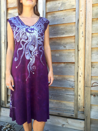 Deep Purple Galaxy Organic Cotton Batik Dress - Batikwalla 
 - 4