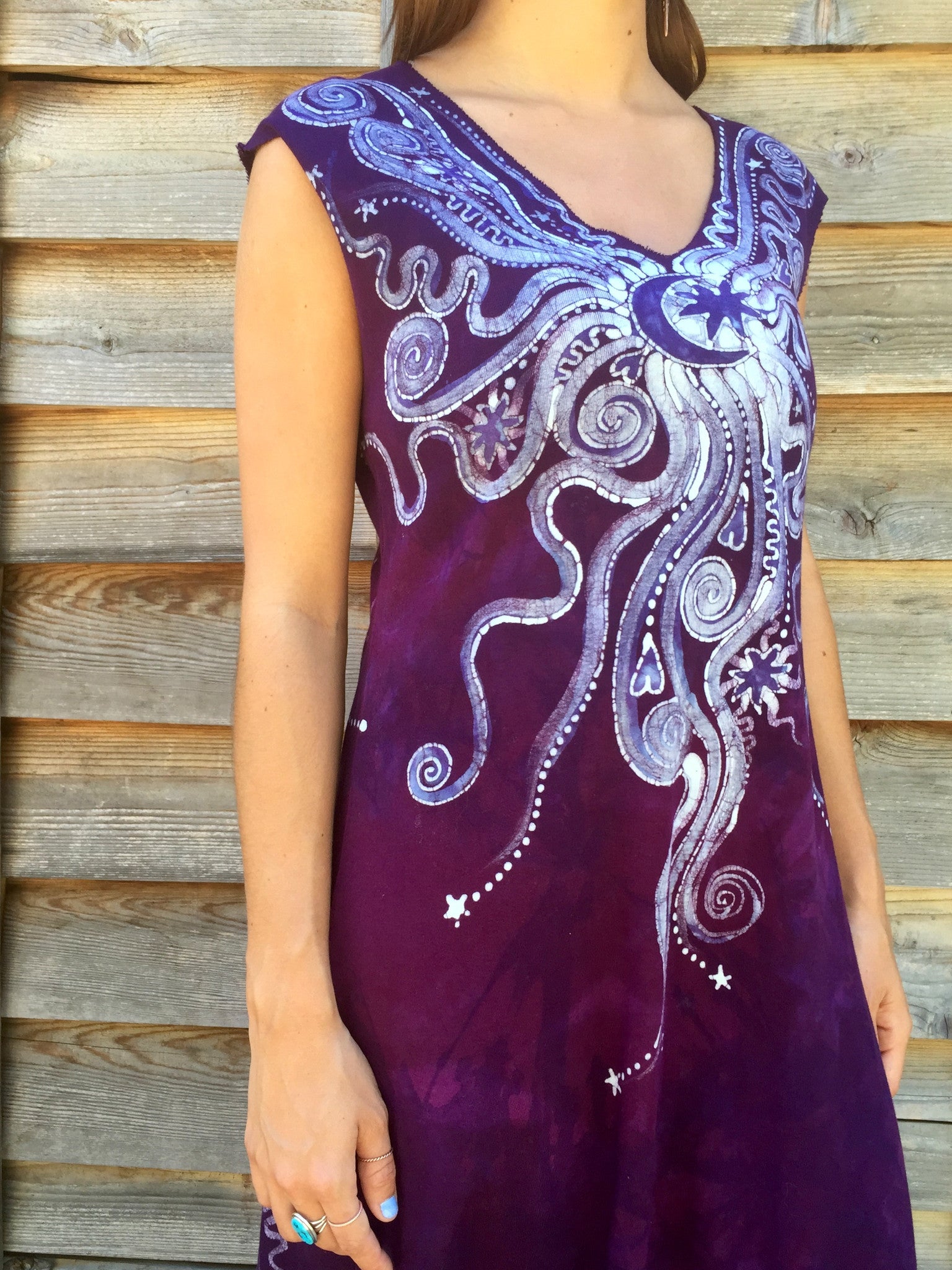 Deep Purple Galaxy Organic Cotton Batik Dress - Batikwalla 
 - 2