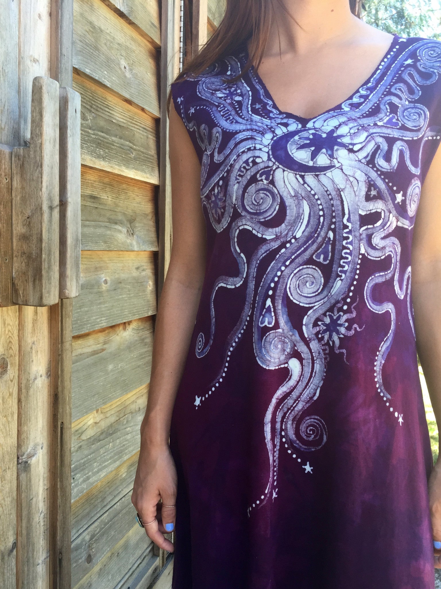 Deep Purple Galaxy Organic Cotton Batik Dress - Batikwalla 
 - 3