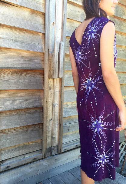 Deep Purple Galaxy Organic Cotton Batik Dress - Batikwalla 
 - 5
