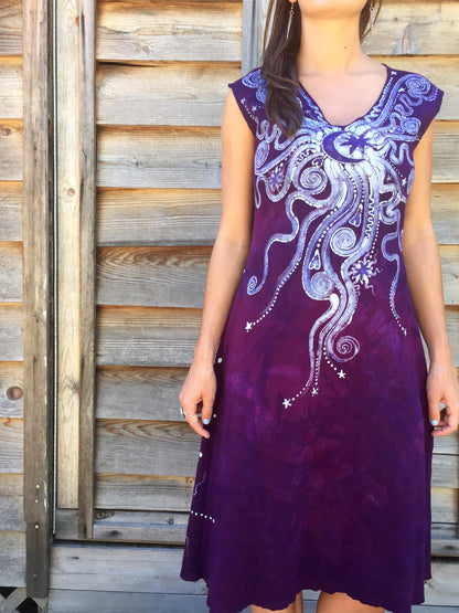 Deep Purple Galaxy Organic Cotton Batik Dress - Batikwalla 
 - 6