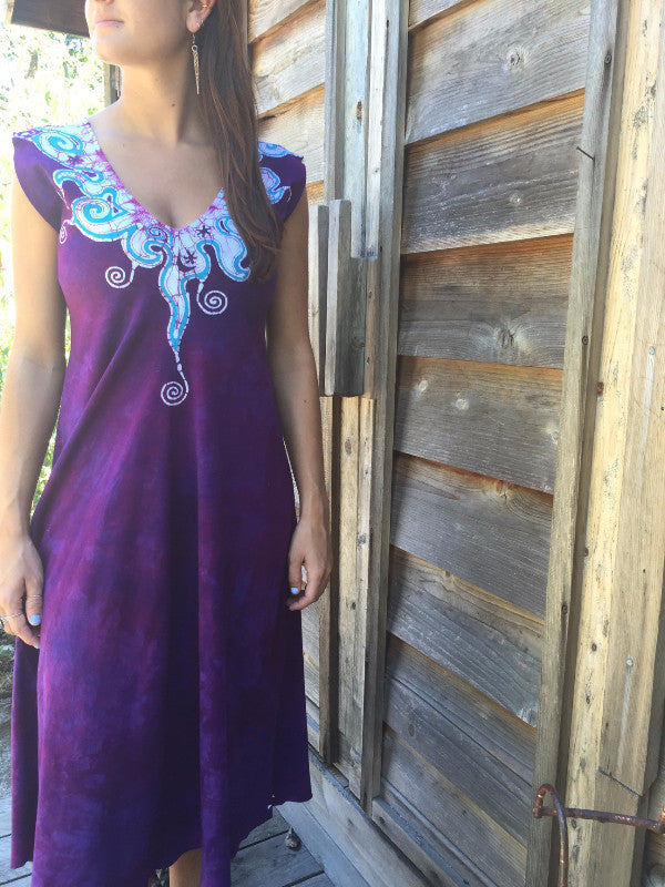 Amethyst and Turquoise Organic Cotton Batik Dress - Batikwalla 
 - 5