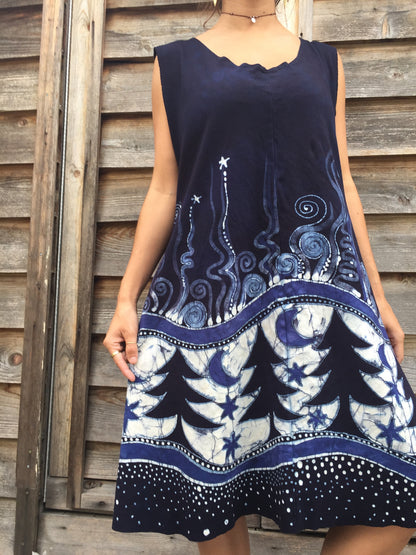 Cooling Forest Dream Organic Cotton Batik Dress - Size XL - Batikwalla 
 - 1