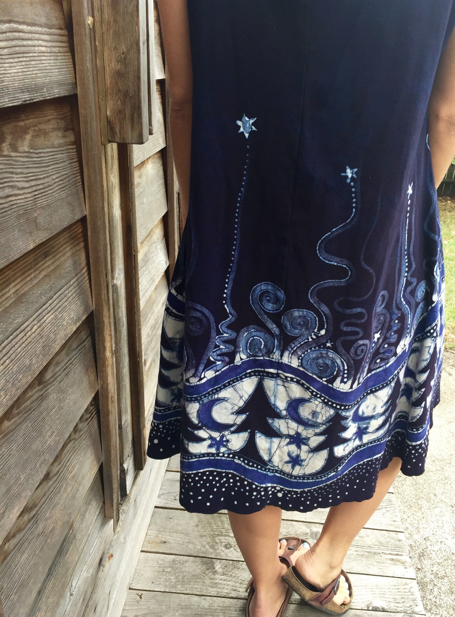 Cooling Forest Dream Organic Cotton Batik Dress - Size XL - Batikwalla 
 - 4