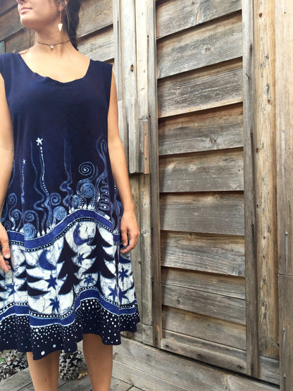 Cooling Forest Dream Organic Cotton Batik Dress - Size XL - Batikwalla 
 - 2