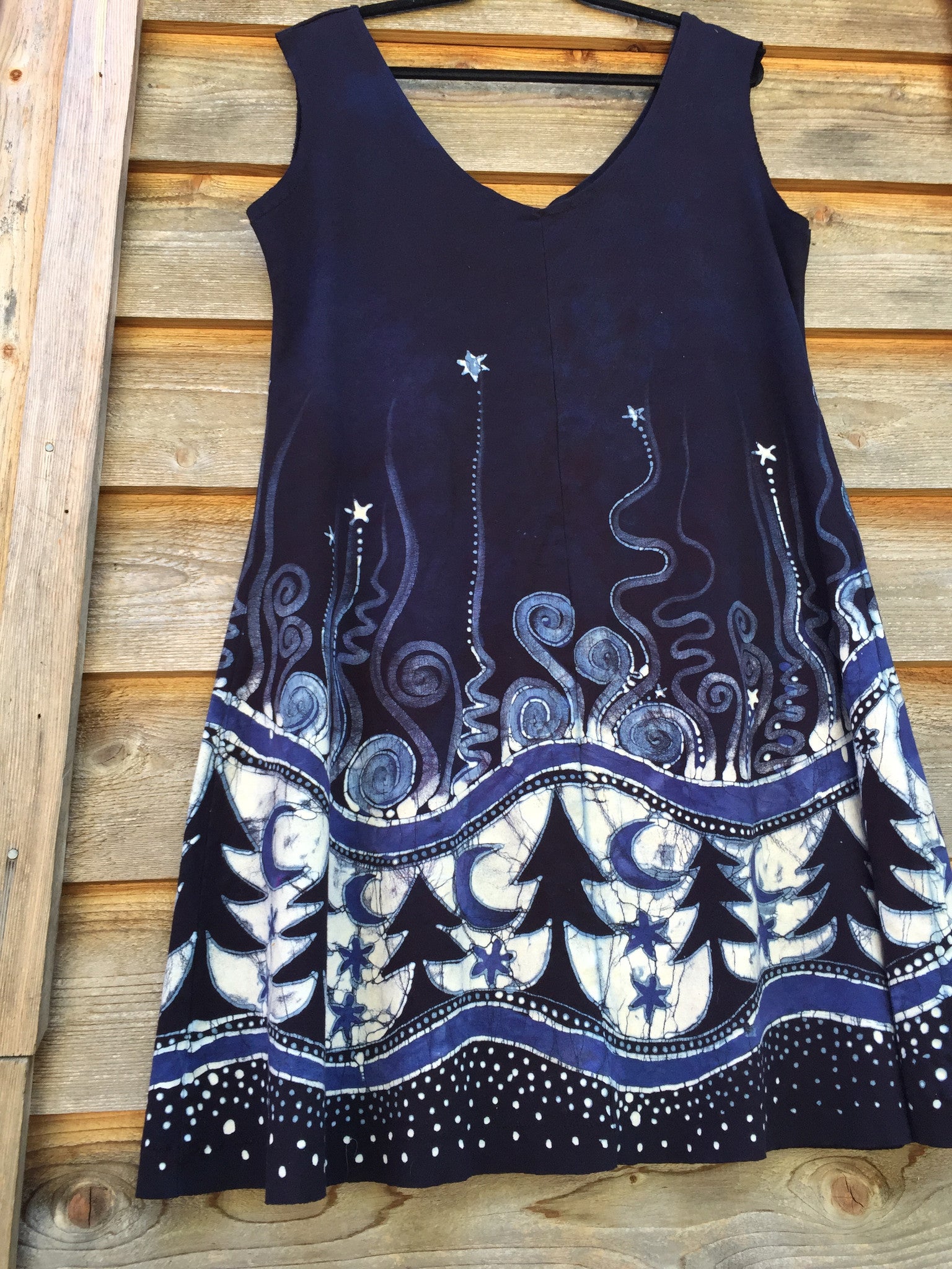 Cooling Forest Dream Organic Cotton Batik Dress - Size XL - Batikwalla 
 - 7