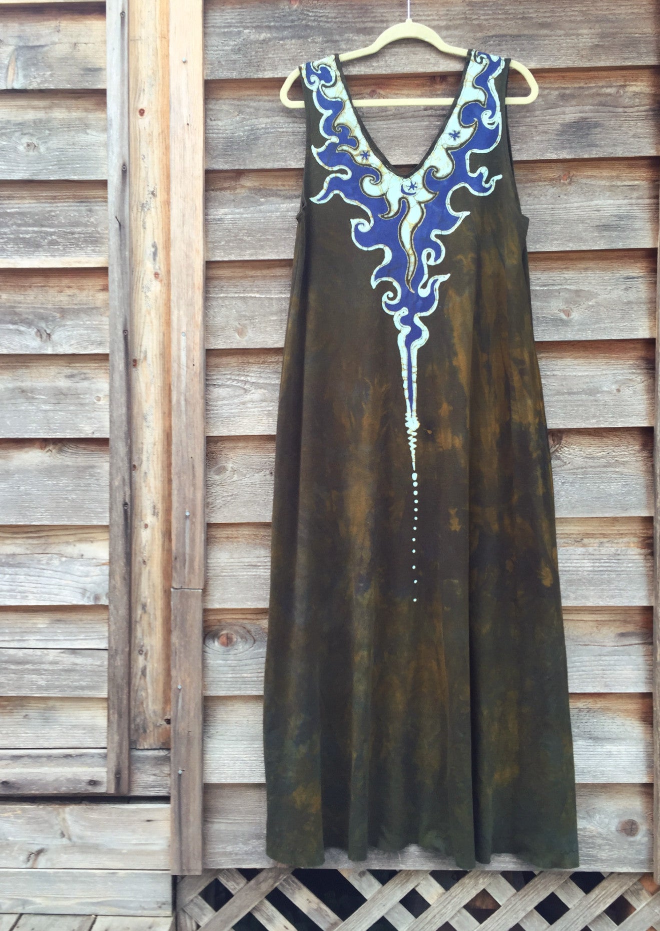 Deep Gold Lava Rock Organic Cotton Batik Dress - Handmade For Susan - Batikwalla 
 - 2