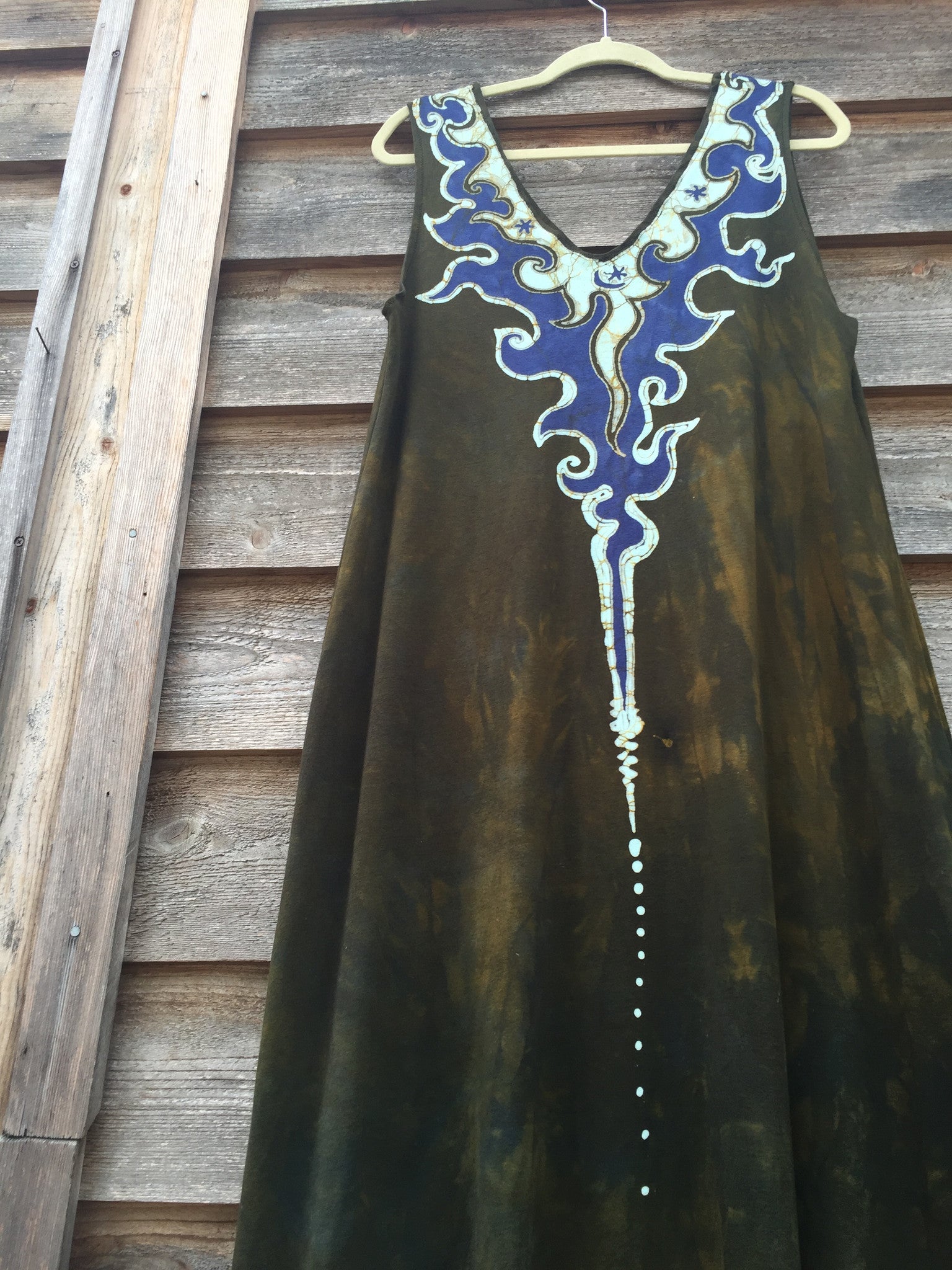 Deep Gold Lava Rock Organic Cotton Batik Dress - Handmade For Susan - Batikwalla 
 - 3