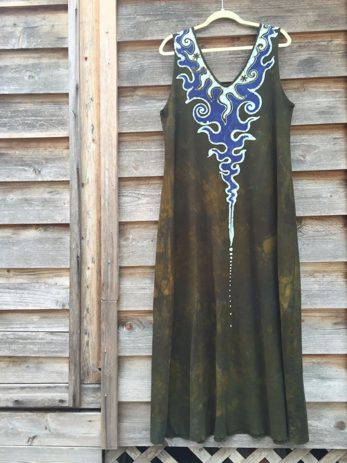 Deep Gold Lava Rock Organic Cotton Batik Dress - Handmade For Susan - Batikwalla 
 - 4