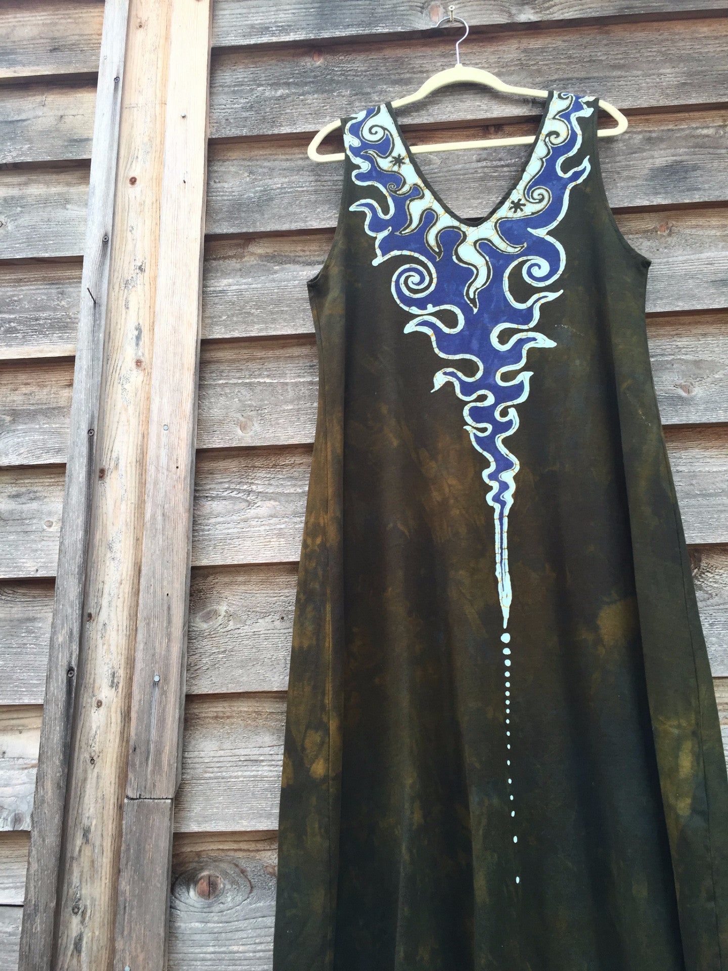 Deep Gold Lava Rock Organic Cotton Batik Dress - Handmade For Susan - Batikwalla 
 - 5
