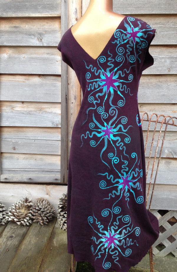 Deep Blue and Purple Organic Cotton Batik Dress - Batikwalla 
 - 4