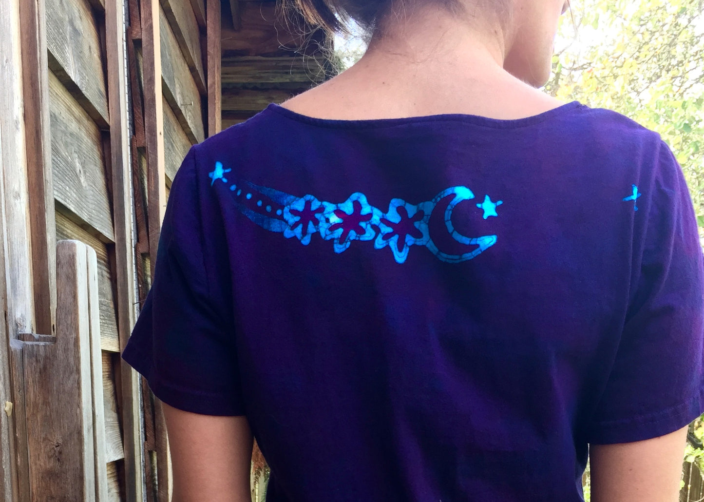 Deep Purple Moondance - Short Sleeve Batik Dress - Batikwalla 
 - 4