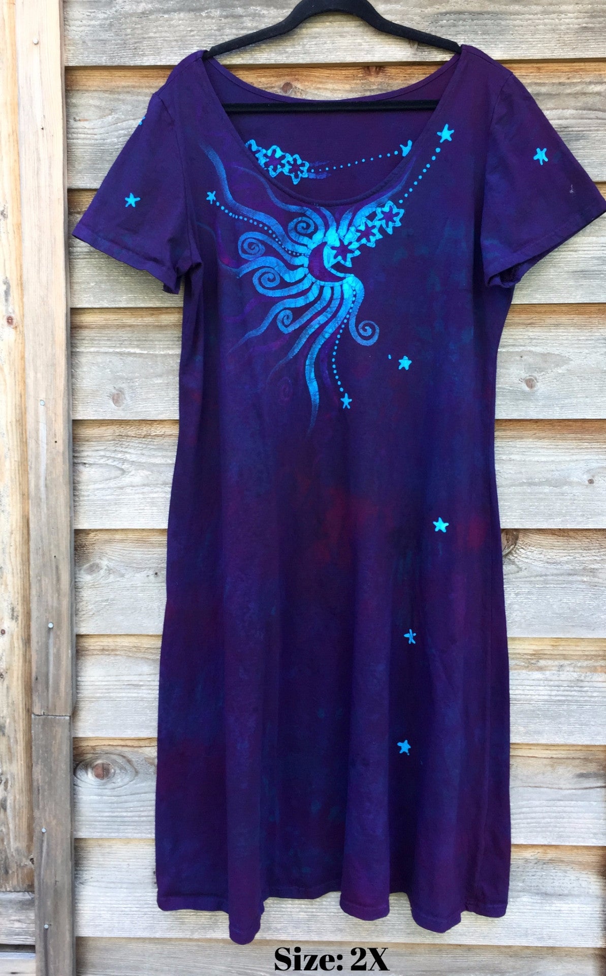 Deep Purple Moondance - Short Sleeve Batik Dress - Batikwalla 
 - 5